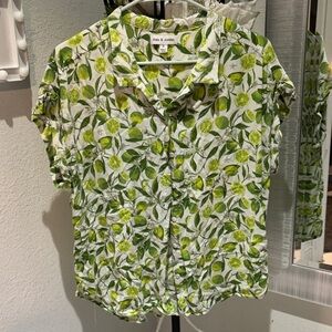 Green Citrus Print Blouse
